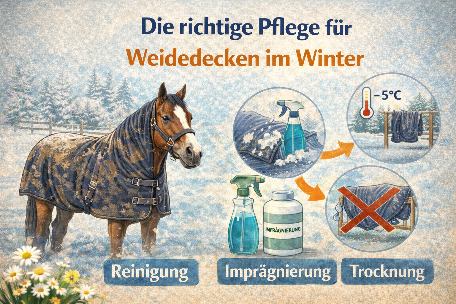 Die richtige Pflege für Weidedecken im Winter